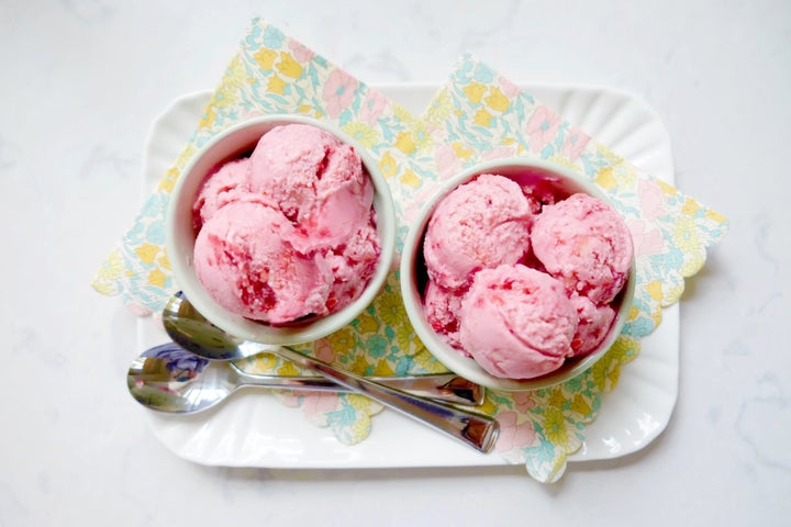 Strawberry Lime Tofu Ice Cream with Mint