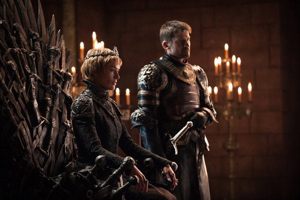 Lena Headey as Cersei and Nikolaj Coster-Waldau as Jaime in