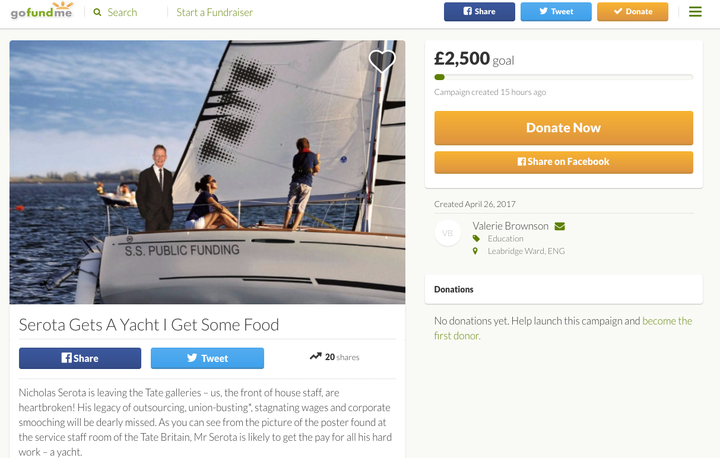 A 'frivolous' GoFundMe page has been set up by a Tate member of staff