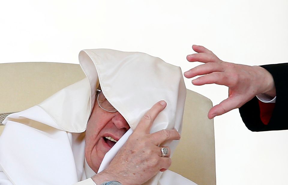 Pope Battles The Wind. 