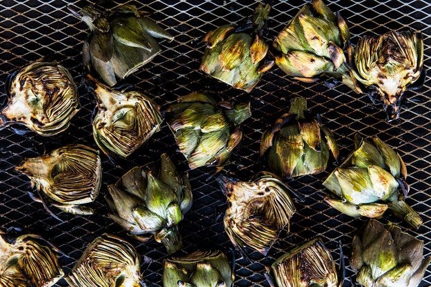 Grilled baby artichokes with aleppo pepper and Parmesan are a labor of love.