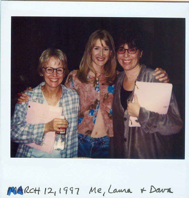 Tracy Newman, Laura Dern and Dava Savel during the filming of "The Puppy Episode."