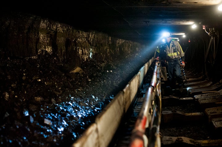 A new measure pushed by Rep. Tim Murphy (R-Pa.) could jeopardize efforts to finalize a separate provision that would <a href="https://www.huffpost.com/entry/congress-is-close-to-passing-a-permanent-fix-for-miner-health-benefits_n_5900db1ce4b081a5c0fa083a" role="link" class=" js-entry-link cet-internal-link" data-vars-item-name="permanently fund health benefits" data-vars-item-type="text" data-vars-unit-name="590260a0e4b02655f83b2ee6" data-vars-unit-type="buzz_body" data-vars-target-content-id="https://www.huffpost.com/entry/congress-is-close-to-passing-a-permanent-fix-for-miner-health-benefits_n_5900db1ce4b081a5c0fa083a" data-vars-target-content-type="buzz" data-vars-type="web_internal_link" data-vars-subunit-name="article_body" data-vars-subunit-type="component" data-vars-position-in-subunit="0">permanently fund health benefits</a> for retired United Mine Workers. Above, a coal miner shines his head lamp on coal transported on a conveyor belt at the Consol Energy Bailey Mine in Wind Ridge, Pennsylvania.