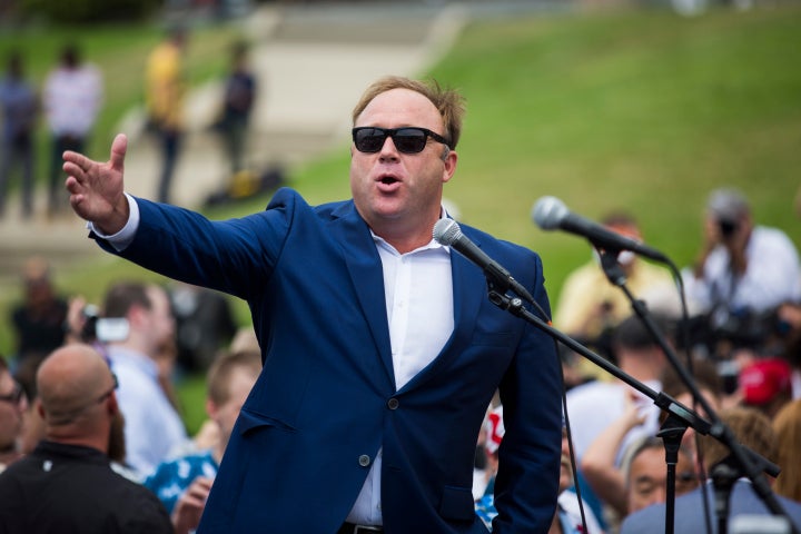 Alex Jones, pictured in July, had turned the children against his ex-wife in an act of “parental alienation syndrome," her lawyer argued.