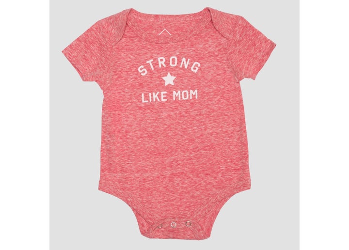 $6.99, <a href="http://www.target.com/p/infants-strong-like-mom-short-sleeve-bodysuit-red/-/A-52405574" target="_blank">here</a>