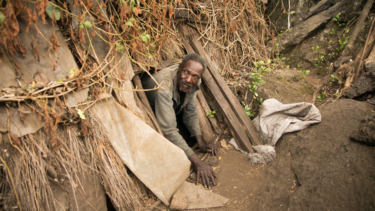 Nearly 300 people live in and around a series of caves in this remote part of central Kenya. It's at least an hour's trek to the nearest village. The sandflies that transmit cutaneous leishmaniasis gather in rocky areas like this one. 