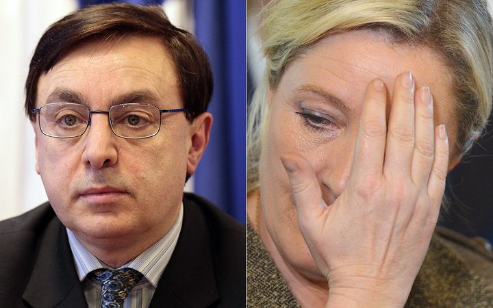 Ousted interim leader of France’s National Front, Jean-François Jalkh (left), stepped down just days after replacing presidential candidate Marine Le Pen.