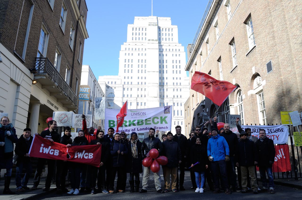 Dozens of security staff at the University of London went on strike over the contracts this week