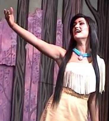 Eden Espinosa plays Pocahontas in “Animazement” at Disneyland Park