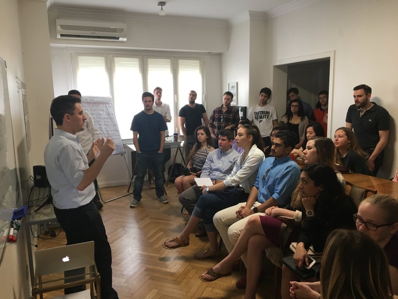 Scalabl Founder Francisco Santolo giving overview of accelerator to Weatherhead MBA students