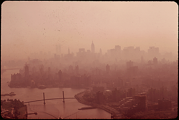 Smog covered New York in 1973 near the time of the enaction of the Clean Air Act. The Trump Administration’s stripping of env