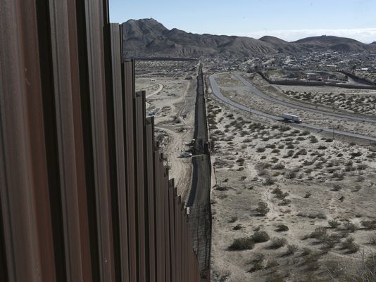 The president’s proposal to build a wall along the U.S.-Mexico border (pictured here) plays on “trumped up”