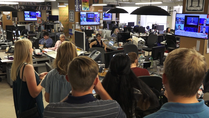 The Pittsburg High School students visit the HuffPost's Washington bureau.