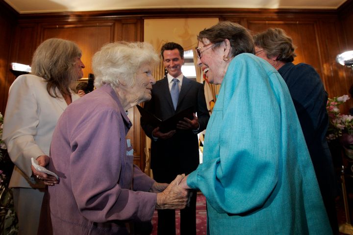 Here's Del Martin and Phyllis Lyon getting marred in their 80s.