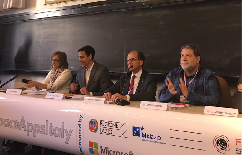 Blake Garcia (second from left) leads the global organizing team for Space Apps.