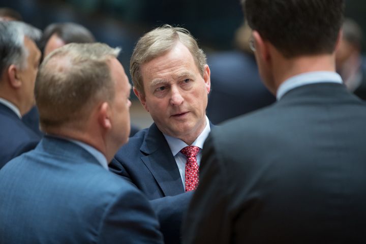 Irish Prime Minister Enda Kenny is pictured during a European Union emergency Brexit summit at the Europa building in Brussels, Belgium, on April 29, 2017.