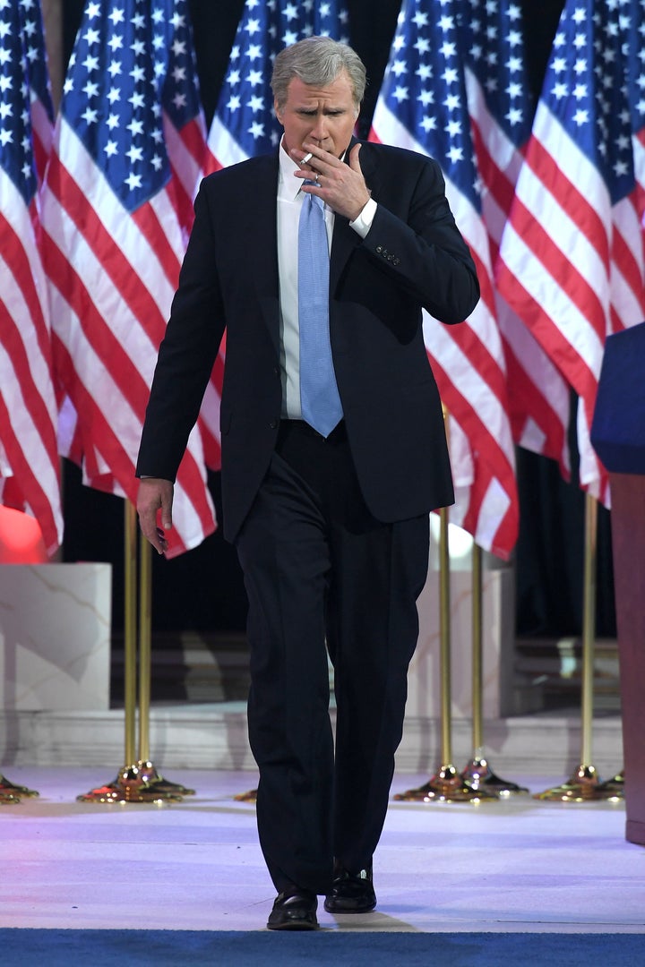 Will Ferrell performs onstage as President George W. Bush.