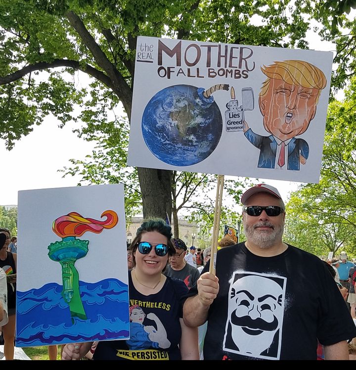 Leia and David Boeke of Pennington, New Jersey at the Peoples Climate March in Washington, D.C.