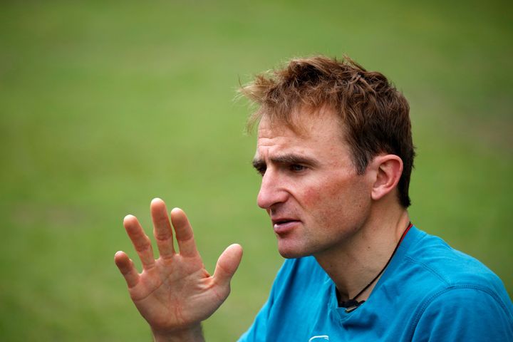 Ueli Steck, a mountaineer from Switzerland, is seen last year in Kathmandu, Nepal. On Sunday, the 40-year-old climber died during a climb in the Everest region of Nepal.