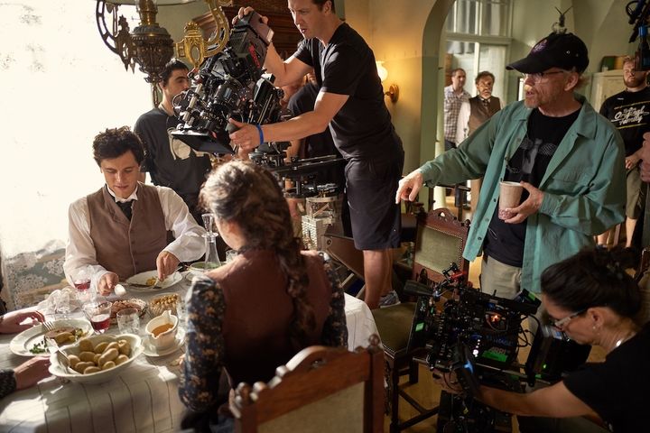 Ron Howard (right) directs a breakfast scene in the first episode of National Geographic’s “Genius.” The character of a young Albert Einstein is played by Johnny Flynn (left).