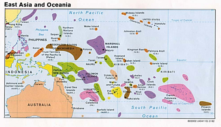 Map of islands in the Pacific Ocean. View larger image.