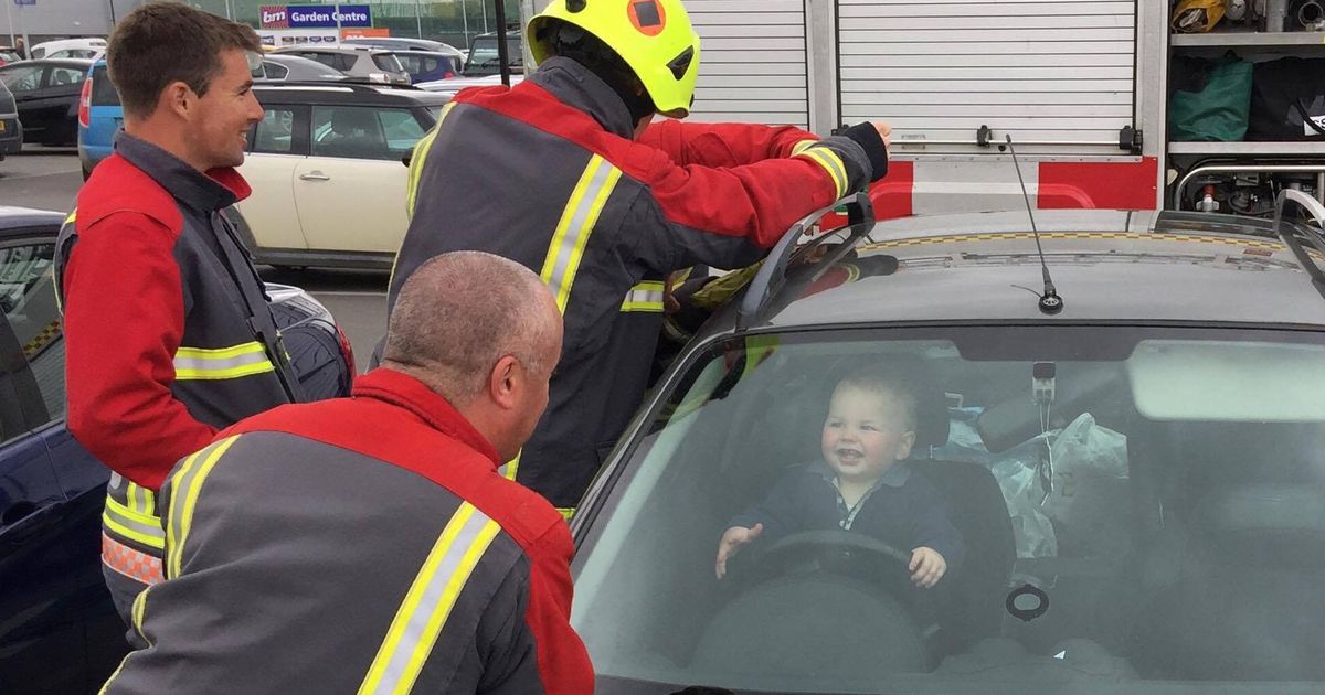 Toddler Looks Delighted As Firefighters Try To Free Him From Locked Car