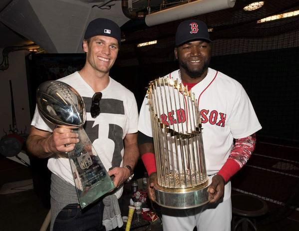  Tom Brady and David Ortiz at Fenway Park for the Boston Red Sox 2017 home opener. 