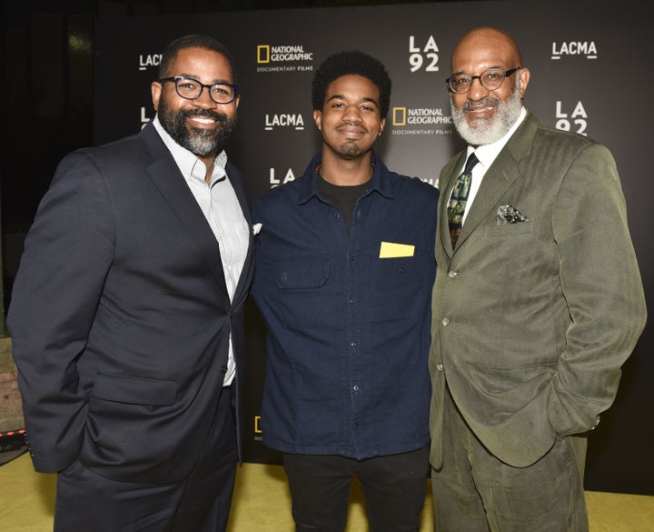 MTV National News Correspondent Jamil Smith, Elijah R. Reed, and journalist Eric 'Rico' Reed pose for a portrait at the premiere of National Geographic's 'LA 92' After Party on April 27, 2017 in Los Angeles, California. (Photo by Rodin Eckenroth/Getty Images)