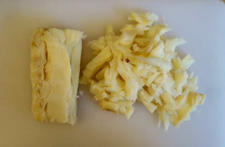 <p>Salt cod, soaked, sliced and shredded</p>