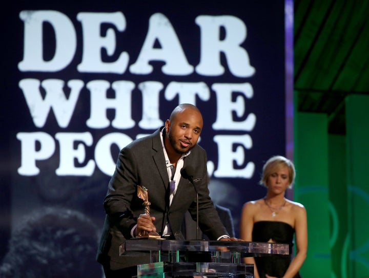 Justin Simien speaks onstage during the 2015 Film Independent Spirit Awards.