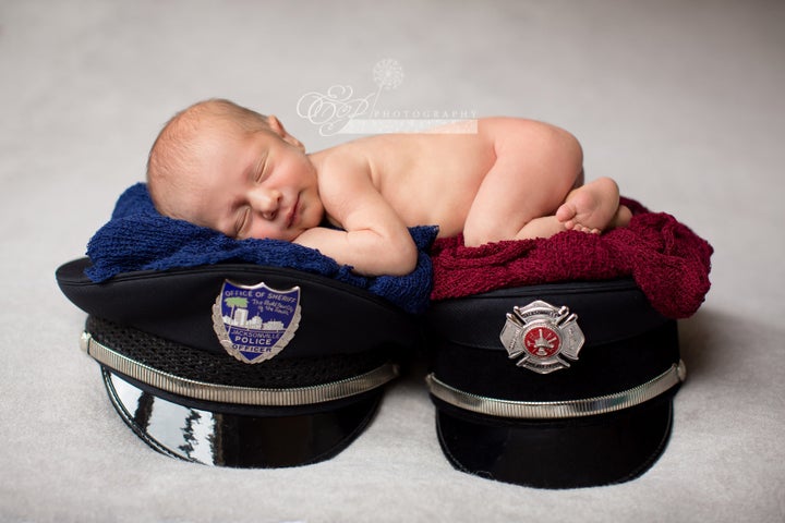 Photographer Erica Posluszny of <a href="https://www.facebook.com/epphotojax/" target="_blank">EP Photography</a> captured 1-month-old Enzo Anthony Crnolic posing with elements of his parents’ uniforms.