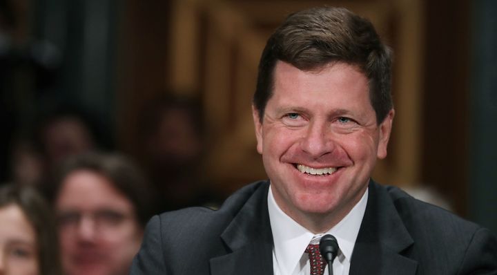 Jay Clayton testifies before the Senate Banking Committee during his confirmation hearing to be chairman of the Securities and Exchange Commission. 