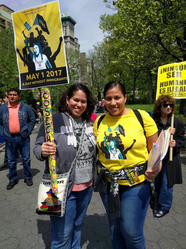 Vanessa (left) and Vicky Barrios at the May Day rally in Union Square. 