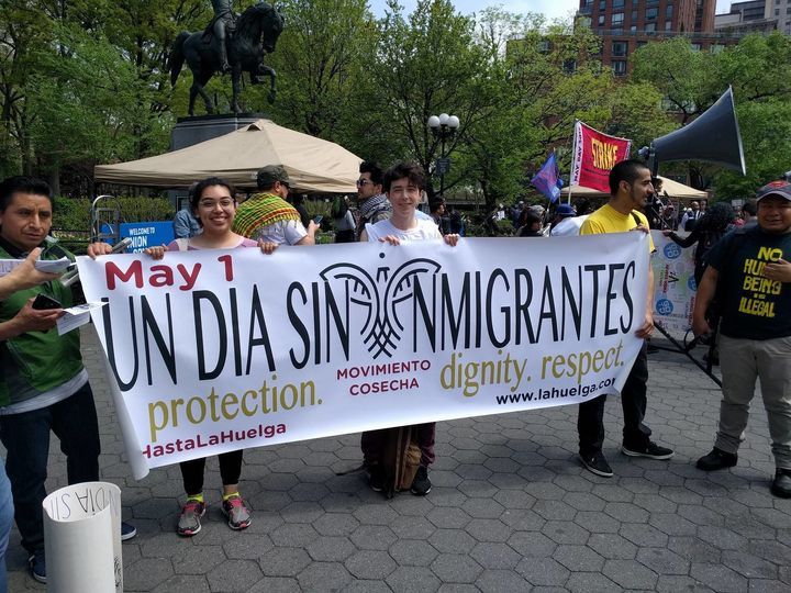 Ginnila Perez (center, left) works with Movimiento Cosecha and is also part of NYU Dream Team. 