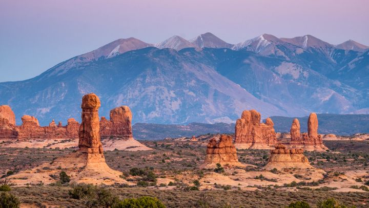 Arches National Park has the highest density of sandstone arch formations in the world.... and there is so much more to this park than just that! Pictured here, looking back on the La Sal Mountains from the Windows area of the park. 