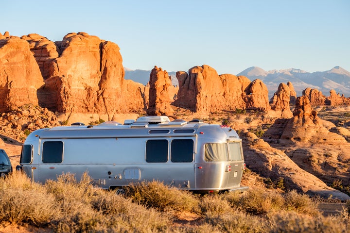 Wally the Airstream on park loop road... :) 