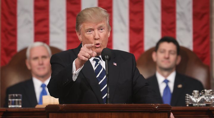 U.S. President Donald Trump proposes the idea of meritocratic immigration during a speech to a joint session of Congress on Feb. 28, 2017.