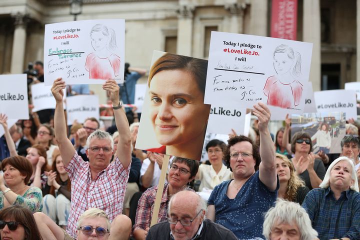 A celebration of Jo Cox's life in Trafalgar Square in June 2016,