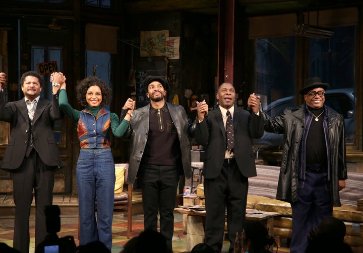 Brandon J. Dirden, Carra Patterson, Andre Holland, Michael Potts, Harvy Blanks during August Wilson's "Jitney" Broadway opening night curtain call at Samuel J. Friedman Theatre on January 19, 2017, in New York City.