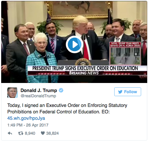 Trump signs Executive Order on Education.