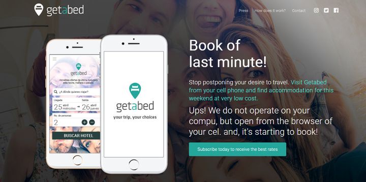 The Getabed landing page