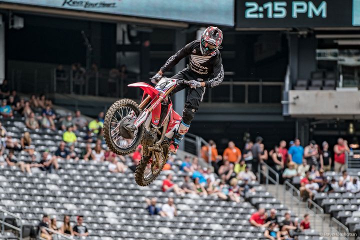 Team Honda’s Cole Seely is widely regarded as one of the more technically skilled riders. Unfortunately he has not been able to translate that into a win yet the season and an injured groin during the main event caused him to bow out early.