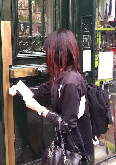 (2013) Andria in Paris, two days before scheduled elopement. Hair color is not supposed to have red in it.