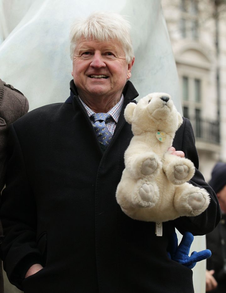 Stanley Johnson at the unveiling of a life size 12ft bronze polar bear named Boris - to launch a Great British campaign to help save the polar bear