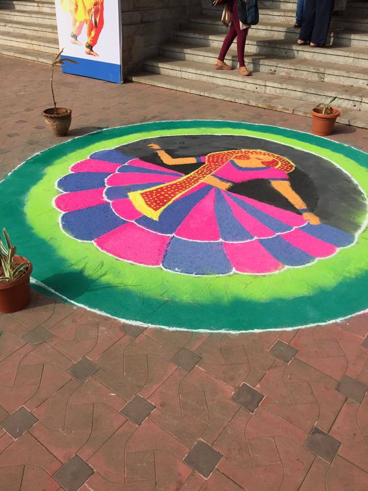 A <em>kolam, </em>a local art form, is a welcome sign at the Indian Association of Women’s Studies Conference