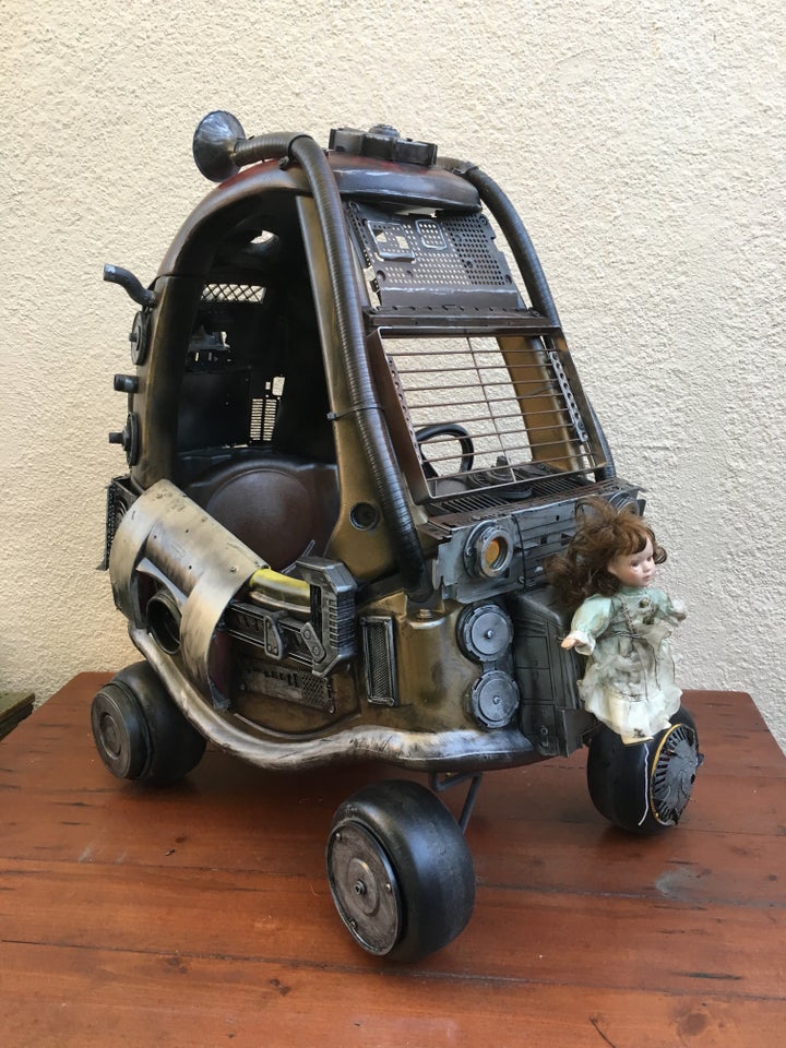 Junior's Mad Max Mobile was made out of her mom's old breast pump and a "big box of cool looking junk."