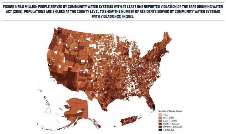 A new analysis of federal drinking water data shows that Safe Drinking Water Act violations are widespread, impacting about 77 million people and going largely unpunished.