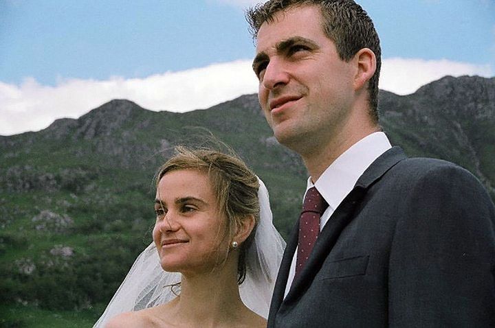 Brendan and Jo Cox on their wedding day.