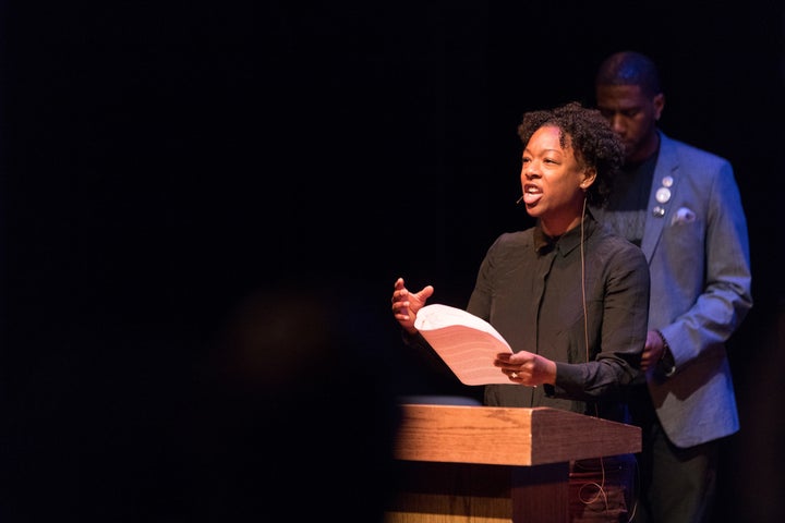 Samira Wiley performed an artistic rendition of "Drum Major Instinct" on Sunday in Brooklyn. 