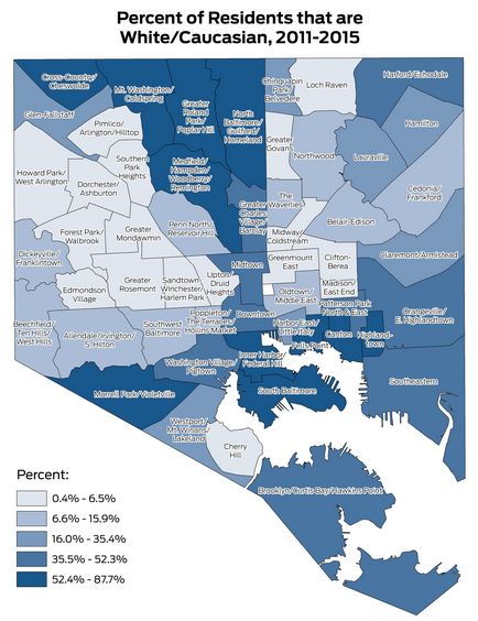 Data source: American Community Survey; Map created: Baltimore Neighborhood Indicators Alliance. 
